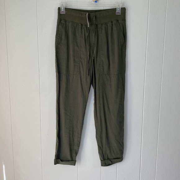 NWT Lou & Grey for Loft Linen Blend Green Casual Pants - Picture 9 of 10